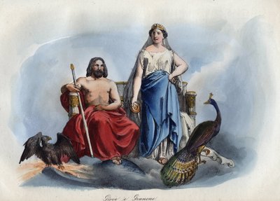 Jupiter i Juno - grawerowanie z „” Zwyczajów i tradycji wszystkich narodów wszechświata. Czyli Historia rządu, praw, milicji, religii wszystkich narodów od czasów najdalszych do dnia dzisiejszego „1856 autorstwa Unknown artist