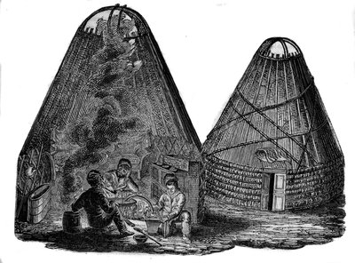 Kalmouks (zachodni Mongołowie) przed swoim namiotem. autorstwa Unknown artist