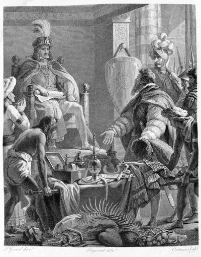 Król Manuel I Wielki (1469 - 1521) przyjął Vasco de Gamę. autorstwa Unknown artist