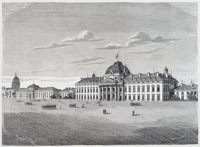 Wojskowa Szkoła Inwalidów widziana z Pola Marsowego - rycina, ok. 1830 autorstwa Unknown artist