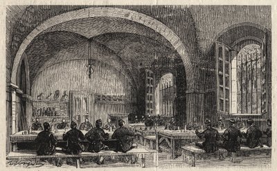 Ecole Polytechnique w Paryżu w 1873 r. – refektarz – rycina z 1873 r. w „Le monde illustrious” autorstwa Unknown artist
