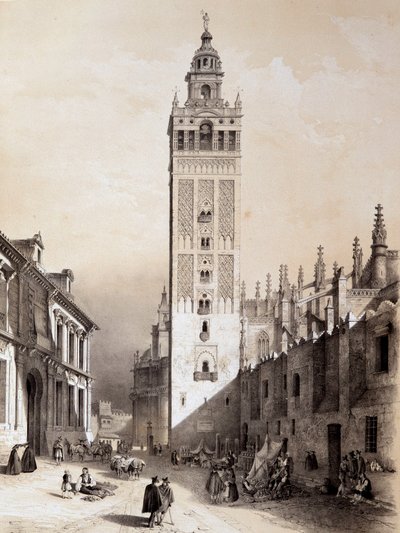 La Giralda, Sewilla, „Artystyczna i monumentalna Hiszpania słynnych miejsc i zabytków Hiszpanii” autorstwa Don Genaro Perezde Villa autorstwa Unknown artist