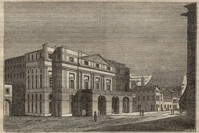La Scala w Mediolanie - Widok na Teatr La Scala w Mediolanie, Włochy - (Teatro alla Scala Milan) - 1837 autorstwa Unknown artist