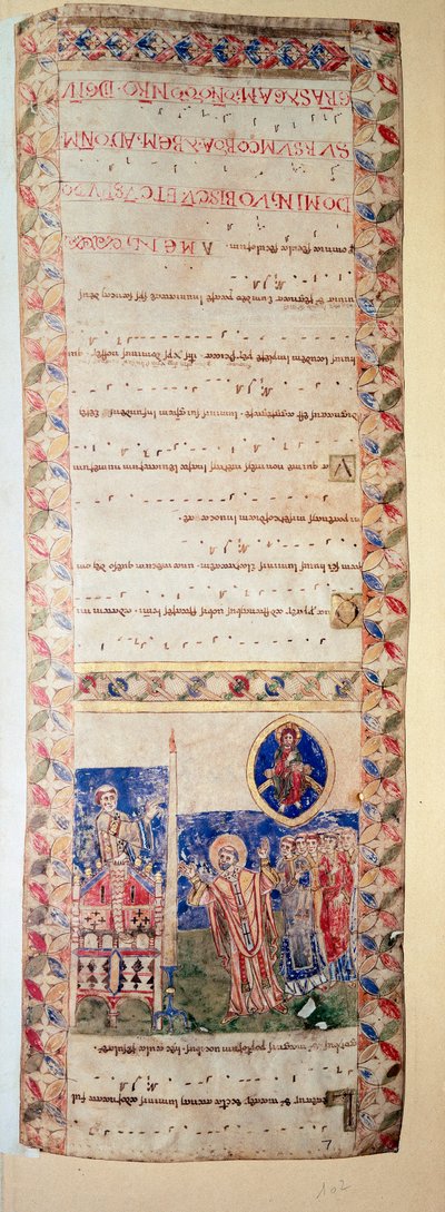 La benediction de la fontaine (Ms.724/2-Carta2) Rękopis z XII wieku. Rzym, Biblioteca Casanatense autorstwa Unknown artist