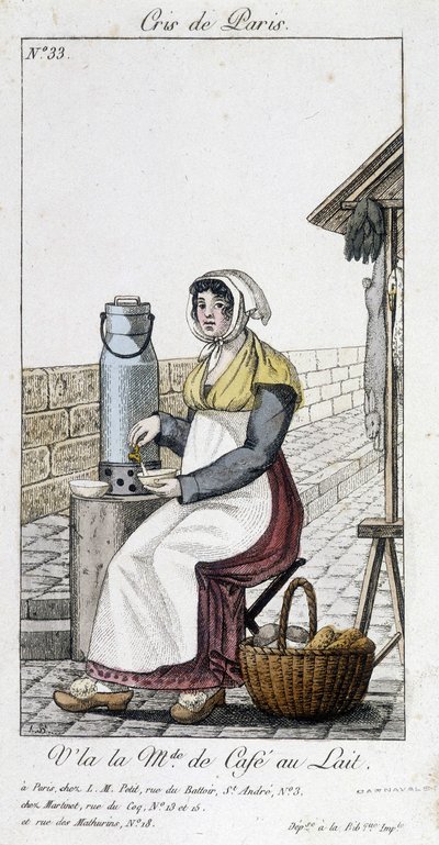 Sprzedawca kawy mlecznej - w „”Cris de Paris”” autorstwa Unknown artist