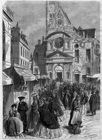 Nowenna do św. Genowefy w Saint Etienne du Mont (Saint-Etienne-du-Mont) w Paryżu - Grawerowanie w „” Le Journal Illustrée”” autorstwa Unknown artist