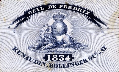 Etykieta „”Oko kuropatwy - Renaudin, Bollinger & Cie à AY - 1834””. autorstwa Unknown artist
