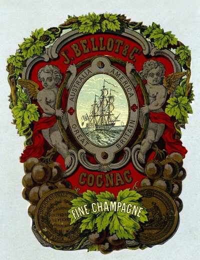 Etykieta „”Bellot Cognac - Fine Champagne””, sd. 19 wiek. autorstwa Unknown artist