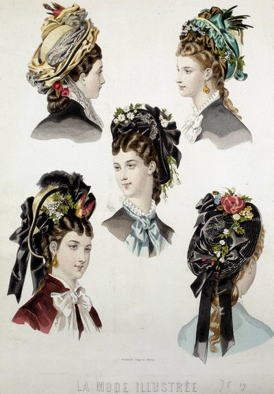 Fryzury damskie - grawerowanie, koniec XIX wieku autorstwa Unknown artist