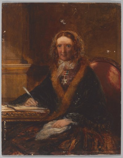 Lady Gough, ubrana w Gwiazdę Maharajpoor, jedna z czterech pań, które otrzymały to odznaczenie za udział w bitwie 29 grudnia 1843 r. (olej na pokładzie) autorstwa Unknown artist