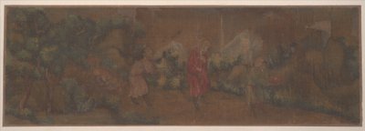 Pejzaż z postacią w leśnej scenerii (liść albumu; kolor na jedwabiu) autorstwa Unknown Artist