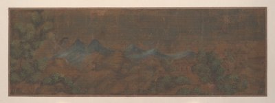 Pejzaż z postacią w leśnej scenerii (liść albumu; kolor na jedwabiu) autorstwa Unknown Artist