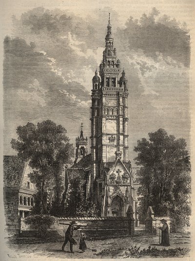 Sztuka ostrołukowa w schyłku - Notre-dame de Roscoff en bretagne - rycina XIX-wiecznego din autorstwa Unknown artist