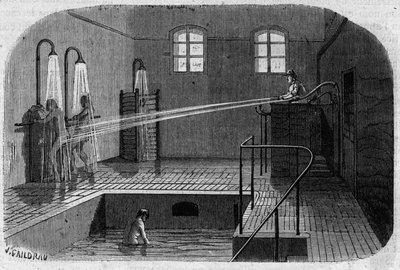 Azyl Sainte Anne (Sainte-Anne) w Paryżu: Hydroterapia - Grawerowanie w „”Le Journal Illustre”” autorstwa Unknown artist
