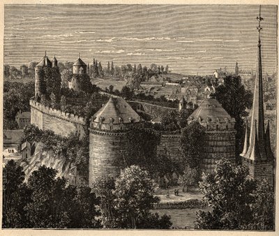 Le Chateau a Fougeres - Bretania - Francja - grawerowanie w „” PATRIE” - PECTUREQUIREQUE OPIS FRANCJI W 6 TOMACH WG LUCIENA HUARDA - koniec XIX wieku autorstwa Unknown artist