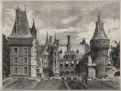 Le chateau de Maintenon, Eure et Loir (Eure et Loir), Centrum, Francja rycina z XIX wieku autorstwa Unknown artist