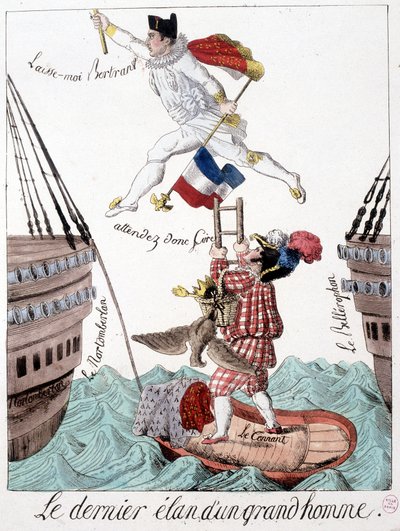 Ostatnia kreska wielkiego człowieka: karykatura Napoleona i generała Bertranda - w „”Napoleon 1er, karykatury, kolekcja manekinów”, Paryż autorstwa Unknown artist