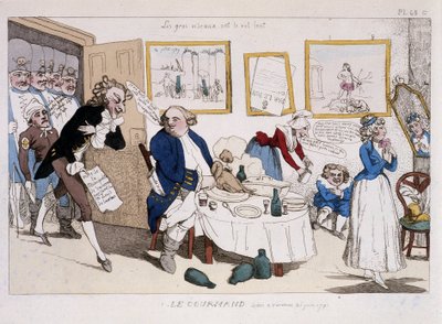 Le gourmand (posiłek Ludwika XVI i Marii Antoniny podczas lotu do Varennes) - w „Musée de la caricature”” autorstwa Unknown artist