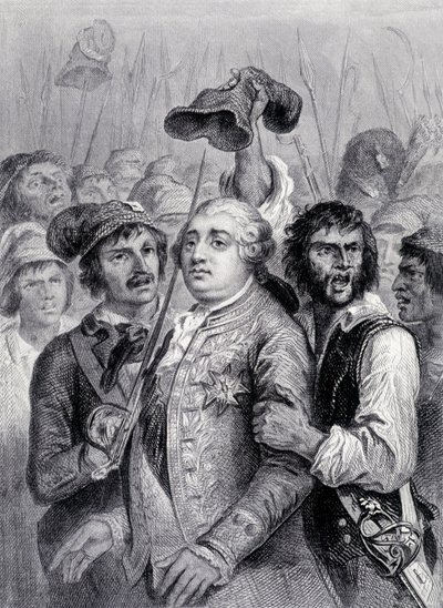 Ludzie w Tuileries, czapka Ludwika XVI czapki frygijskiej, 20 czerwca autorstwa Unknown artist