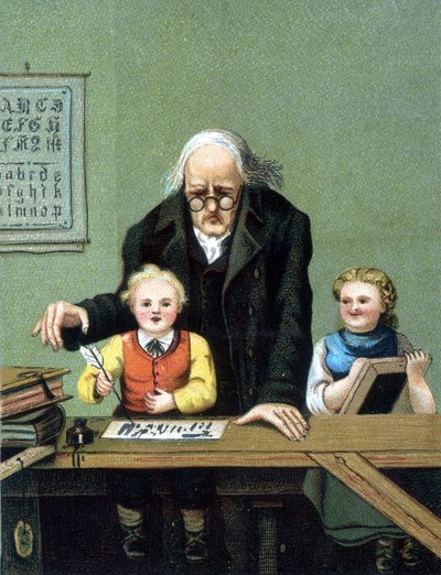 Nauka pisania - chromolitografia, koniec XIX wieku autorstwa Unknown artist