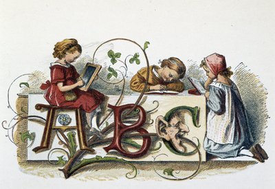 Czytanie i pisanie dzieci - w „Zabawach dla dzieci””, wyd. Londyn, George Ronthedge i synowie, koniec XIX wieku autorstwa Unknown artist
