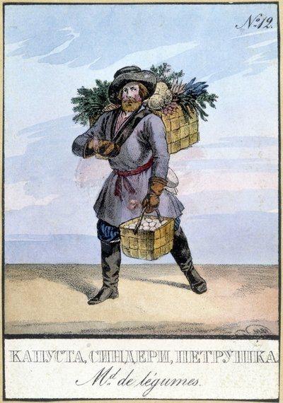 Handlarz roślin strączkowych w Rosji w XIX wieku. autorstwa Unknown artist