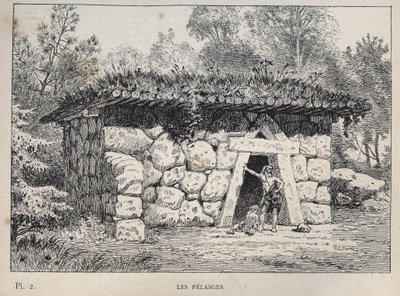 Pelasges (Pelasgians) - rycina z 1889 roku w „Historia zamieszkiwania ludzi na Wystawie Powszechnej z 1889 roku, autorstwa Charlesa GARNIERA - Librairie centrale des beaux-arts Paris 1889 autorstwa Unknown artist