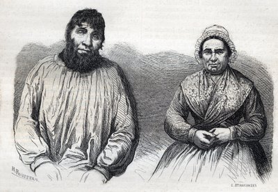 Les epoux Dumollard (Martin Dumollard (1810-1862) i jego wspólniczka Marie Anne (Marie-Anne) Martinet (1814-1875) Rycina XIX wieku autorstwa Unknown artist