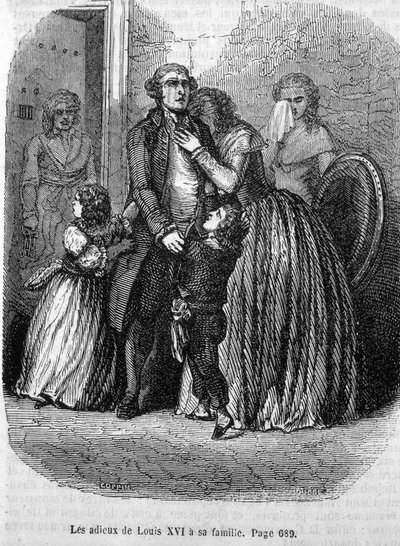 Fareeux Ludwika XVI do jego rodziny (do Marii Antoniny i Ludwika XVII). autorstwa Unknown artist