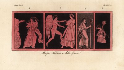 Leto ze swoimi dziećmi Apollo i Artemidą 6, jedną z Gracji 7, Neptunem 8 i jedną z Furii 9 autorstwa Unknown artist