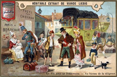 Życie pod zarządem: w Biurze Diligence. Chromolitografia, obraz Liebiga. autorstwa Unknown artist