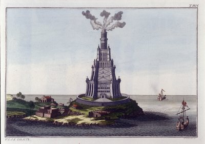 Latarnia morska w Aleksandrii. Rycina z początku XIX wieku. autorstwa Unknown artist