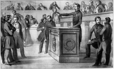 Ludwik Napoleon (Napoleon III) składa przysięgę wierności Republice 20 grudnia 1848 r. - Przysięga Ludwika Napoleona III (Ludwika Napoleona), oficjalnie ogłoszonego prezydentem Republiki, na Zgromadzeniu Narodowym 20 grudnia 1848 r. pozostać f autorstwa Unknown artist