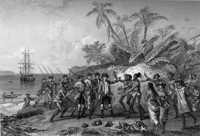 Louis Antoine Comte de Bougainville, francuski nawigator (1729-1811), zbliżający się do wysp markizów na Tahiti, 6 kwietnia autorstwa Unknown artist