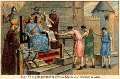 Ludwik VI nadał pierwszy Chartre gminie Laon w 1128 roku. autorstwa Unknown artist