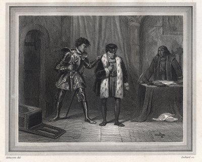 Ludwik XI więzień Karola Tymczasowego Książę Burgundii - król Francji Ludwik XI (król 1461-1483) spotyka swojego przeciwnika Karola Tymczasowego księcia Burgundii w latach 1467-1477 do Peronne w październiku 1468, okres Ligue du Bien Public - francuski kró autorstwa Unknown artist