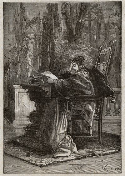 Lucrece Borgia (1480-1519) Umierająca ręka Leona X (Leone 10) (1475-1521) - grawer z „Lucrezia Borgia”” Oscara Pio - 1883 autorstwa Unknown artist