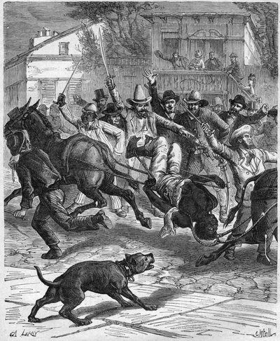 Lincz na fryzjera w Osceola w 1887 r. - Lincz na fryzjera w Osceola w stanie Missouri, Stany Zjednoczone w 1887 r. autorstwa Unknown artist