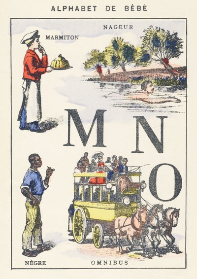 M N W: garnek, pływak, murzyn, omnibus autorstwa Unknown artist