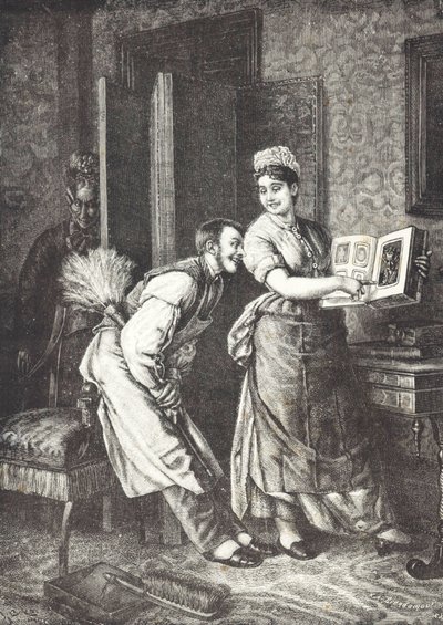 Pokojówka na wolności i podsłuchana przez panią domu (lito) autorstwa Unknown artist