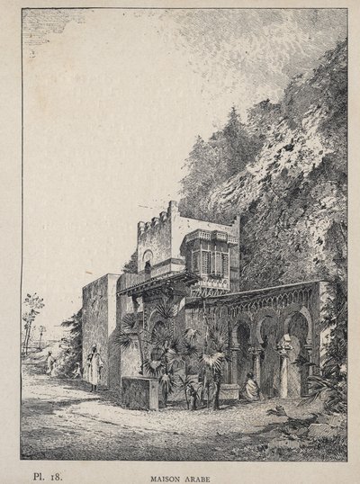 Dom Arabski - rycina z 1889 r. w „Historia zamieszkiwania ludzi na Wystawie Powszechnej z 1889 r., p. Charles GARNIER - Librairie centrale des beaux-arts Paris 1889 autorstwa Unknown artist