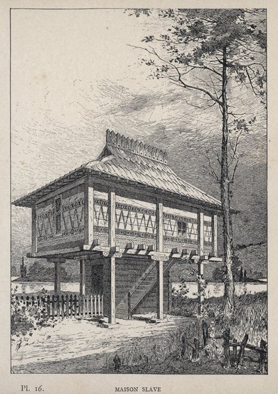 Maison Slave - rycina z 1889 r. w „Historia zamieszkiwania ludzi na Wystawie Powszechnej z 1889 r., p. Charles GARNIER - Librairie centrale des beaux-arts Paris 1889 autorstwa Unknown artist
