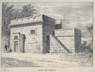 Maison des Hébreux - (hebrajski dom) grawerunek z 1889 r. w „Historia zamieszkiwania ludzi na Wystawie Powszechnej z 1889 r., autorstwa Charlesa GARNIERA - Librairie centrale des beaux-arts Paris 1889 autorstwa Unknown artist