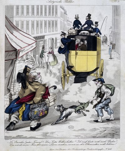 Prasa mężczyzna brakuje Omnibusa. Komiks wykonany około 1840 r autorstwa Unknown artist
