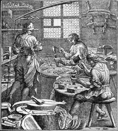 Produkcja szycia w XVIII wieku. autorstwa Unknown artist