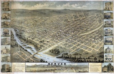 Mapa Denver, Kolorado autorstwa Unknown artist