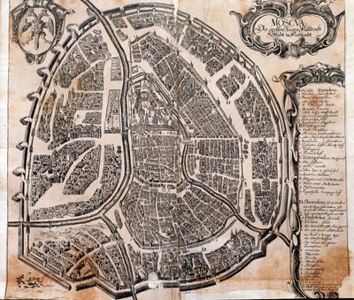 Mapa miasta Moskwy w Rosji w XVII wieku. Paryż, B.N. autorstwa Unknown artist