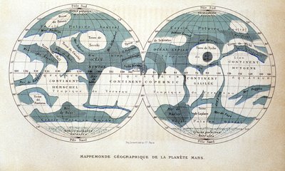 Mapa planety Mars – w „Popularnej astronomii” Camille Flammarion, wyd. Marpon i Flammarion autorstwa Unknown artist
