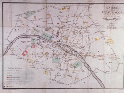 Mapa miasta Paryża w 1840 roku. autorstwa Unknown artist