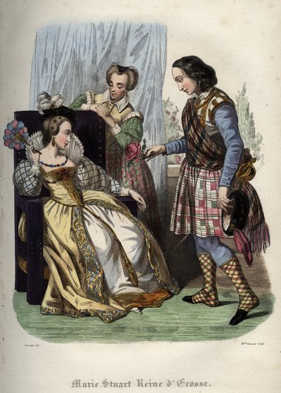 Maryja, królowa Szkocji (Mary I Szkocji) (Marie Iere Stuart) (1542-1587). Rycina z 1842 roku w „Histoire des Popes” Maurice